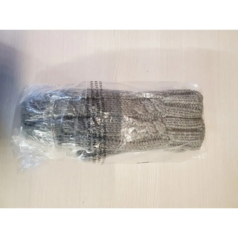 Isotoner Womens Mittens One Size Heather Grey Cable Knit Warm Cozy Winter
